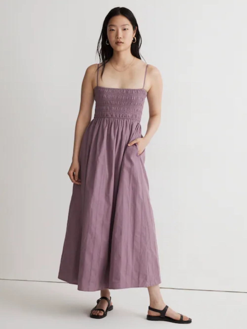 Madewell Mauve-Purple Smocked Maxi Dress